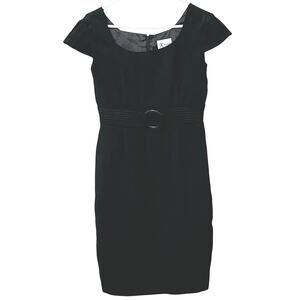 K Studio Women’s Midi Dress Sz 10 Black Elegant Classy Cap Sleeves Zipper‎